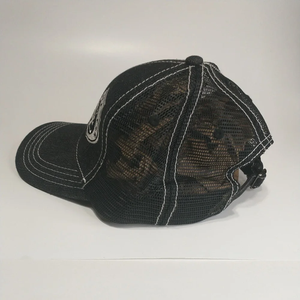 OTTO Mens Black Denim Trucker Hat Mesh Back EZ Shield Patch Adjustable 83-509